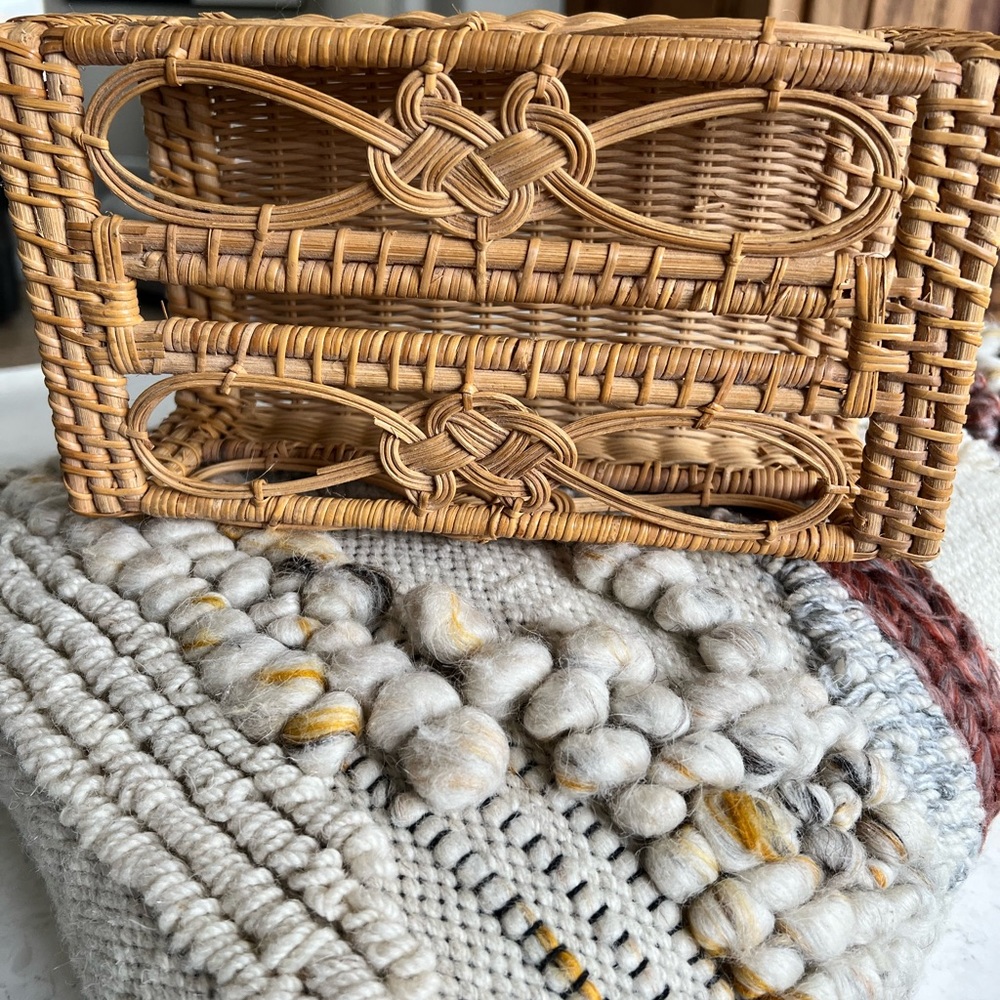 Vintage Rattan tissue holder